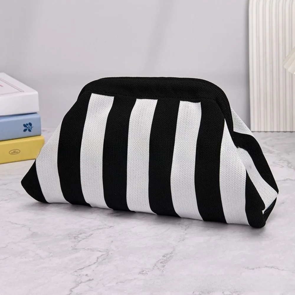 Spring Closure Open Top Colorful Striped Cosmetic Bag Large Capacity Multi-purpose Makeup Pouch Travel Cosmetic Pouch Gifts