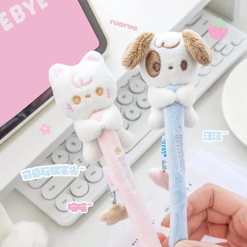 1Pc Ins Cute Cartoon Puppy Kitten Plush Pen Cover for Tablet Capacitive Pen Kawaii Soft Comfortable Non-slip Pen Coat for Girls