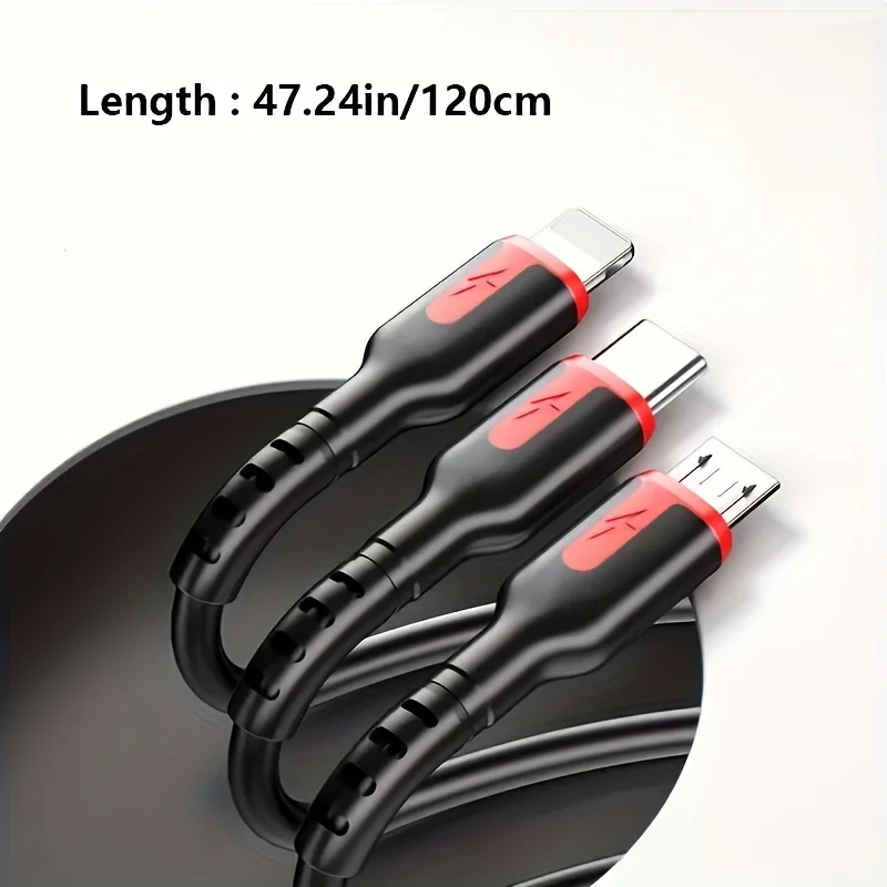 3 In 1 Fast Charging Cable For Xiaomi iPhone Poco Micro USB Type C Charger Cable Cord Multiple Usb Charging Wire Line