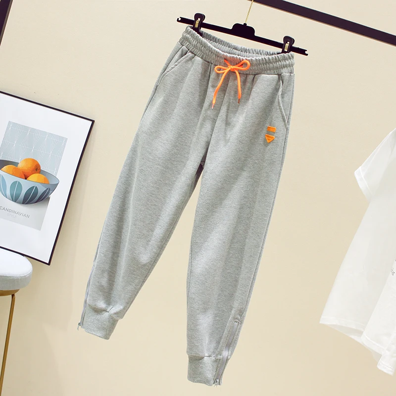 plus Size Women's Casual Sports Pants Loose Cuffed Straight Leg Sweatpants Spring 2026 New Style Comfortable Artistic Trousers