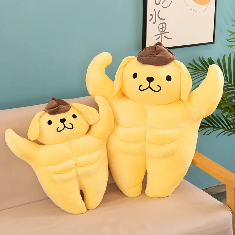 Sanrio tamanho grande 80cm pompompurin músculo brinquedos de pelúcia tamanho grande adorável travesseiro macio presente crianças pom pom purin plushie bonecas