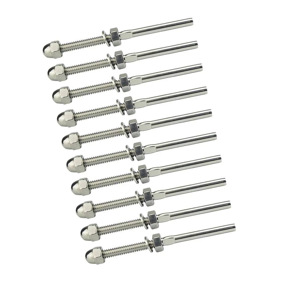 

10pcs Cable Railing Threaded Stud Tension End Fitting Terminal for 1/8 Inch Cable Deck Railing Hand T316 Stainless S