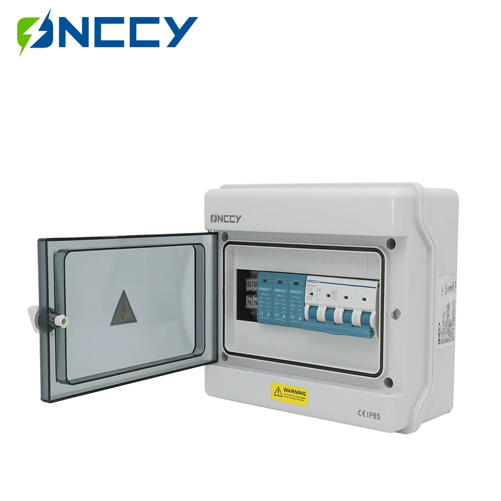 ONCCY Solar photovoltaic PV Combiner Box 2 input 1 out DC 600V SPD MCB Waterproof Box IP65 Wholesale