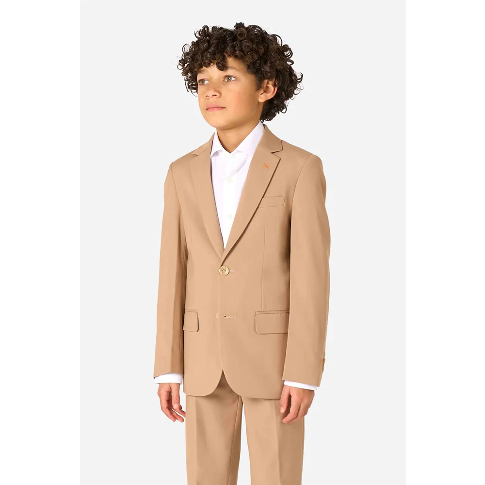 

Khaki Boy Suits Notch Lapel Single Breasted Sets for Children Formal Casual Daily Solid Color Kids Clothes (Jacket+Pants)