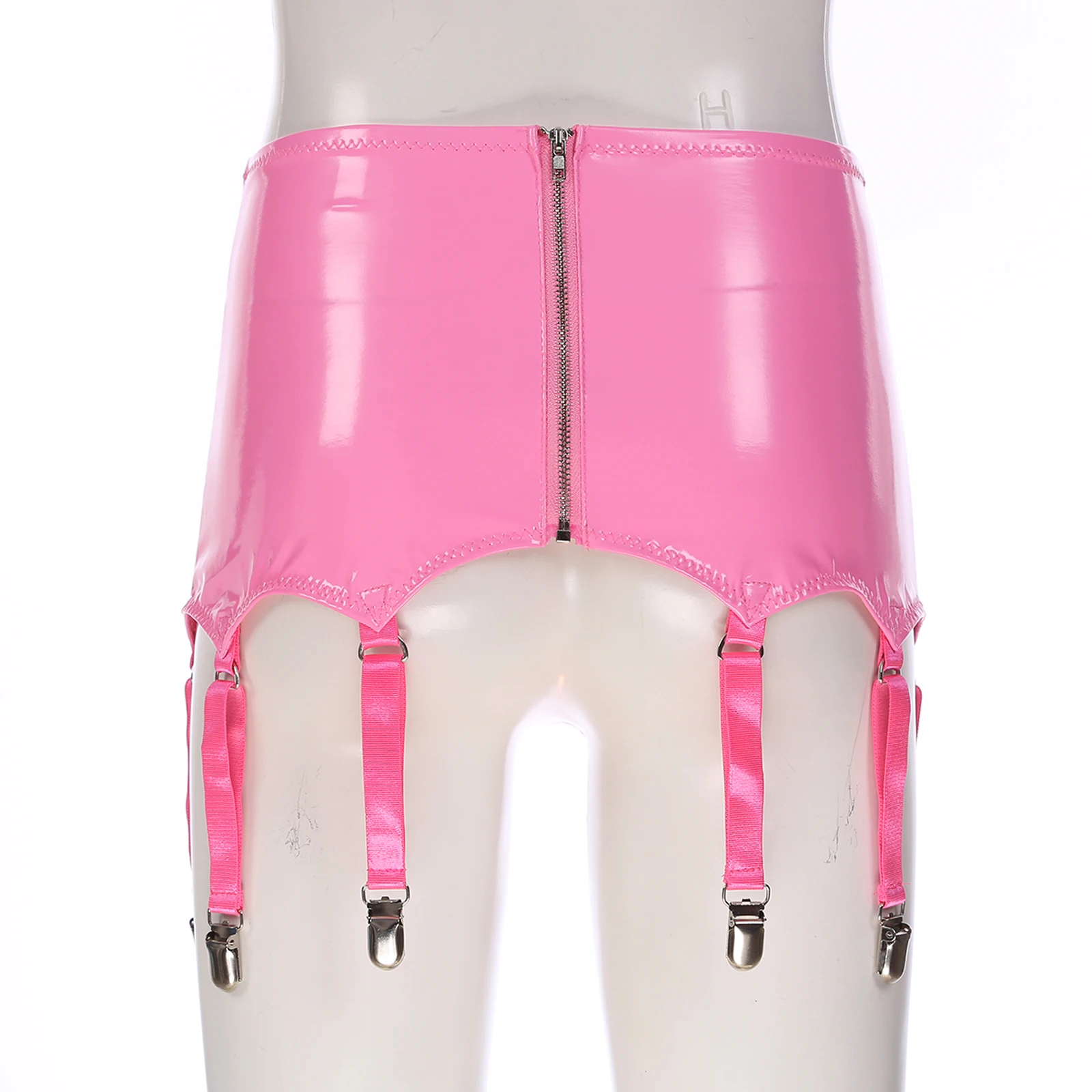 Giarrettiere in pelle verniciata da donna con clip in metallo per calze intimo Lingerie Punk Gothic Clubwear Intimates accessori