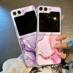 Marble Pattern Phone Case For Samsung Galaxy Z Flip 7 6 5 4 3 5G Clear PC Folding Cover For Samsung Z Flip7 FE Flip7 Flip6 Flip5