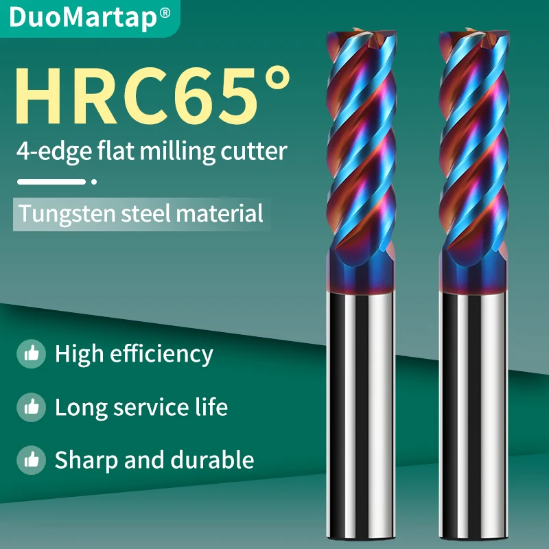 1PCSCNC Carbide Flat End Mill Tungsten Cutter 2 4 Flute Metal Steel Machining Tool Key Face Square Router Bit 6 8 12 Shank