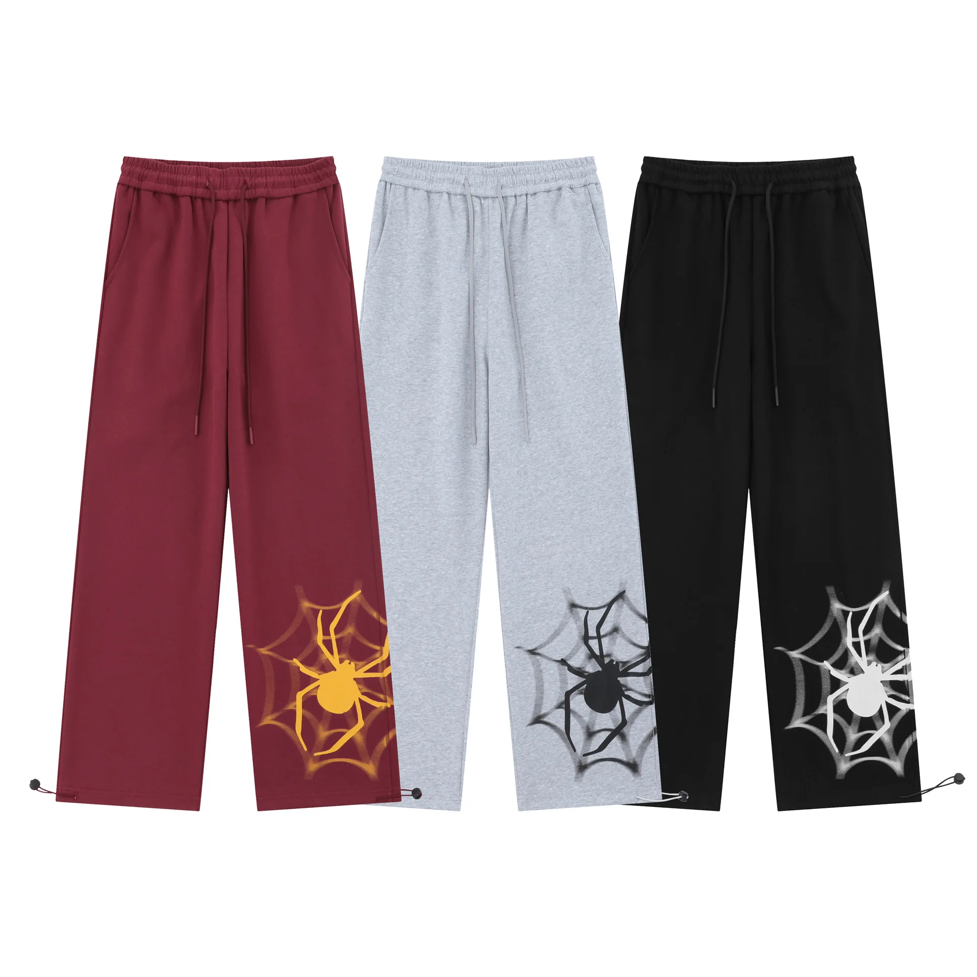 OR FL Women's American Retro Spider Print Slacks Leisure Sweatpants Trendy Brand Street Hip Hop Wide Leg Baggy Trousers Pants