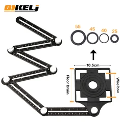 ONKEL.J 6-fold Aluminium Alloy Angle Finder Measuring Ruler Perforated Mold  template tool locator drill guide tile hole