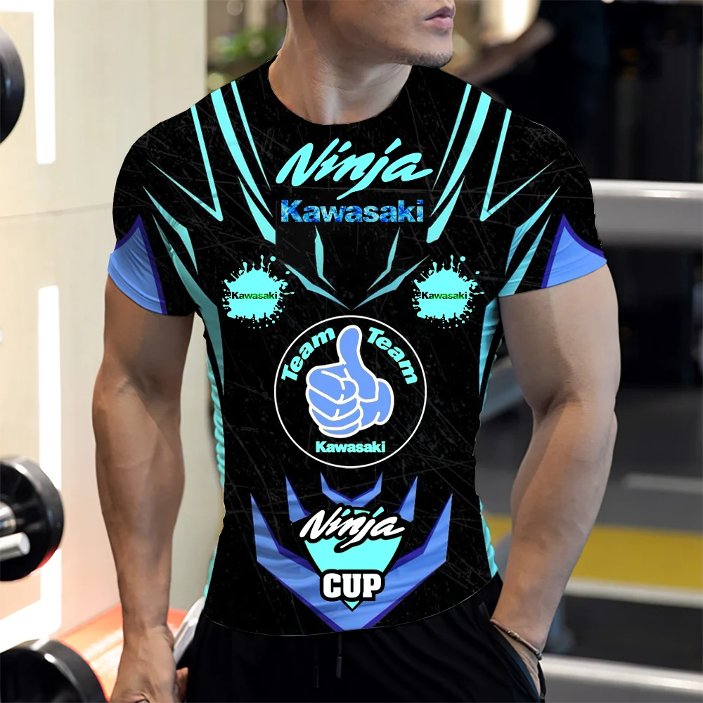 

Kawasaki 2025 Summer New Men Motorcycle Kawasaki Logo 3D Printed Casual T-shirt Street Large Men Cool T Shirt Motorcycle Riding