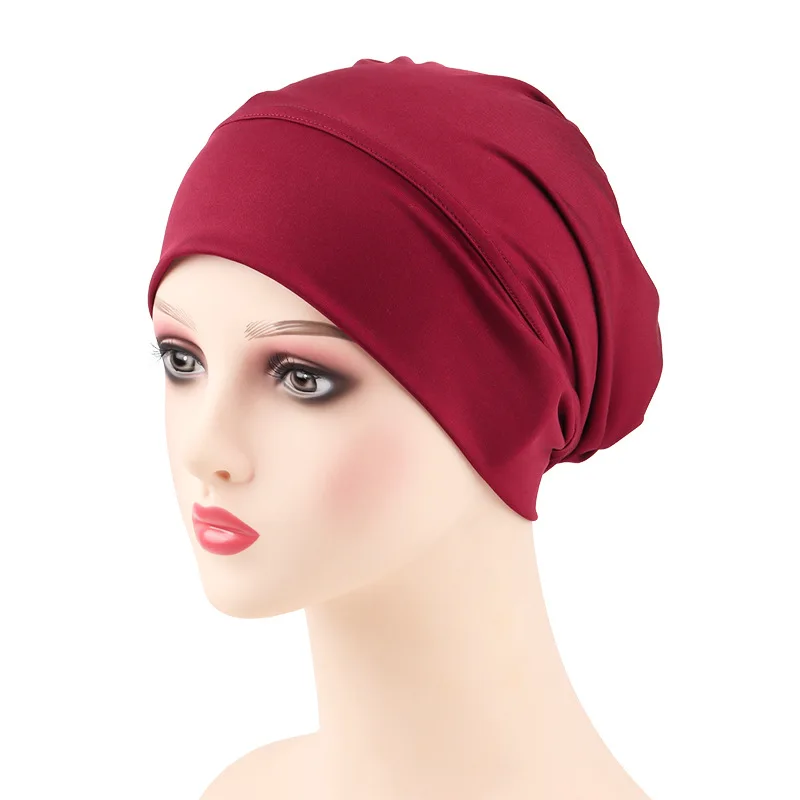 

Indian Headwear Non-Slip Cancer Chemo Cap Soft Headscarf Breathable Modal Hijab For Nightcap Traveling Muslim Women