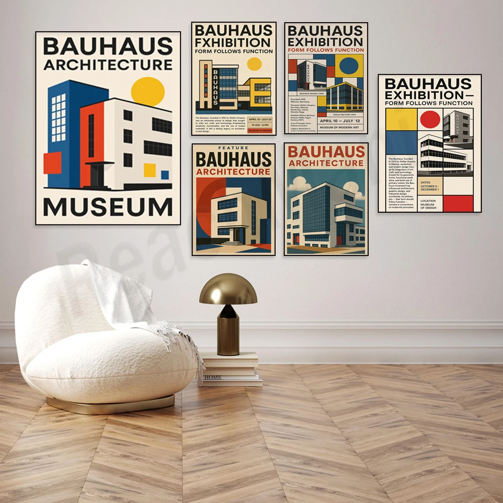 Bauhaus architecture prints, German modernist prints, Weimar wall art, German design posters, home decor