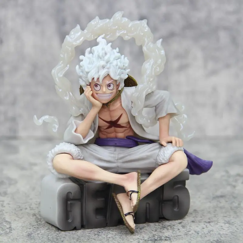 One Piece Five Levels Sun God Sitting Position Cool Nika Luffy Form Devil Fruit Anime Desktop Ornament Office Collection Doll