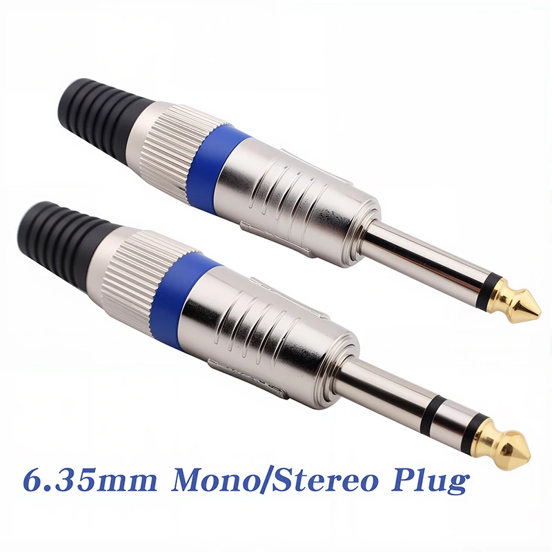 6.35mm Stereo Connector 6.35mm Male Mono Plug Audio Amplifier Microphone Plug Soldering DIY Connector