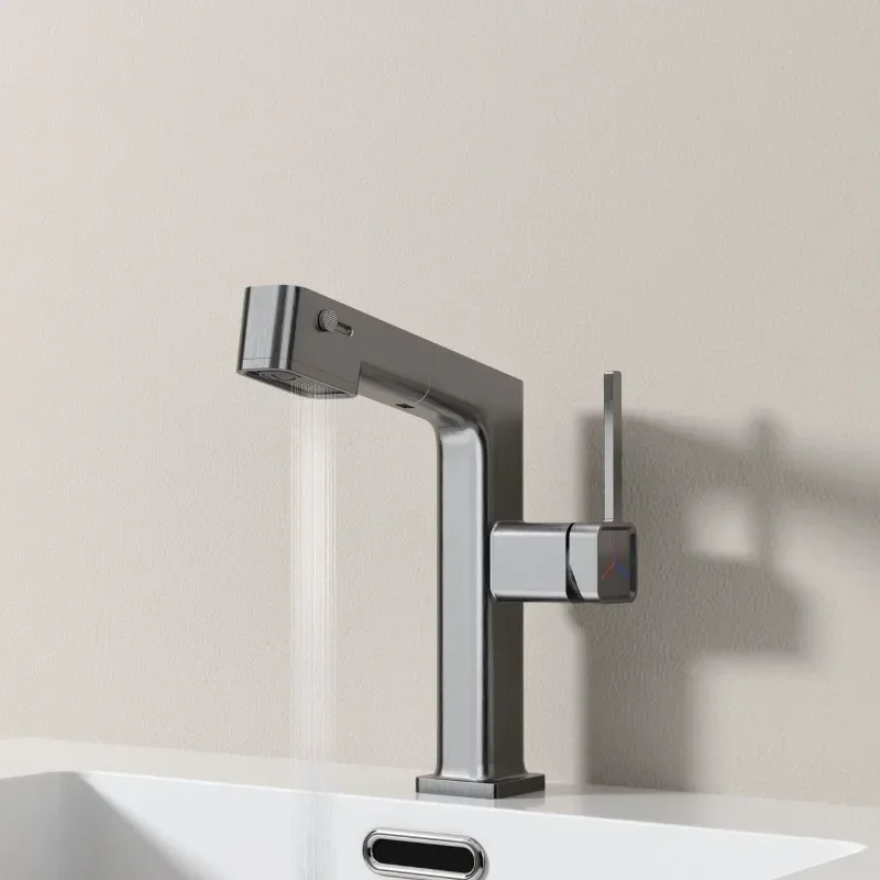 Keran tarik digital dengan layar digital, warna putih susu, berbahan tembaga penuh, penghilang klorin dan perawatan kecantikan kulit, untuk kebersihan kamar mandi.