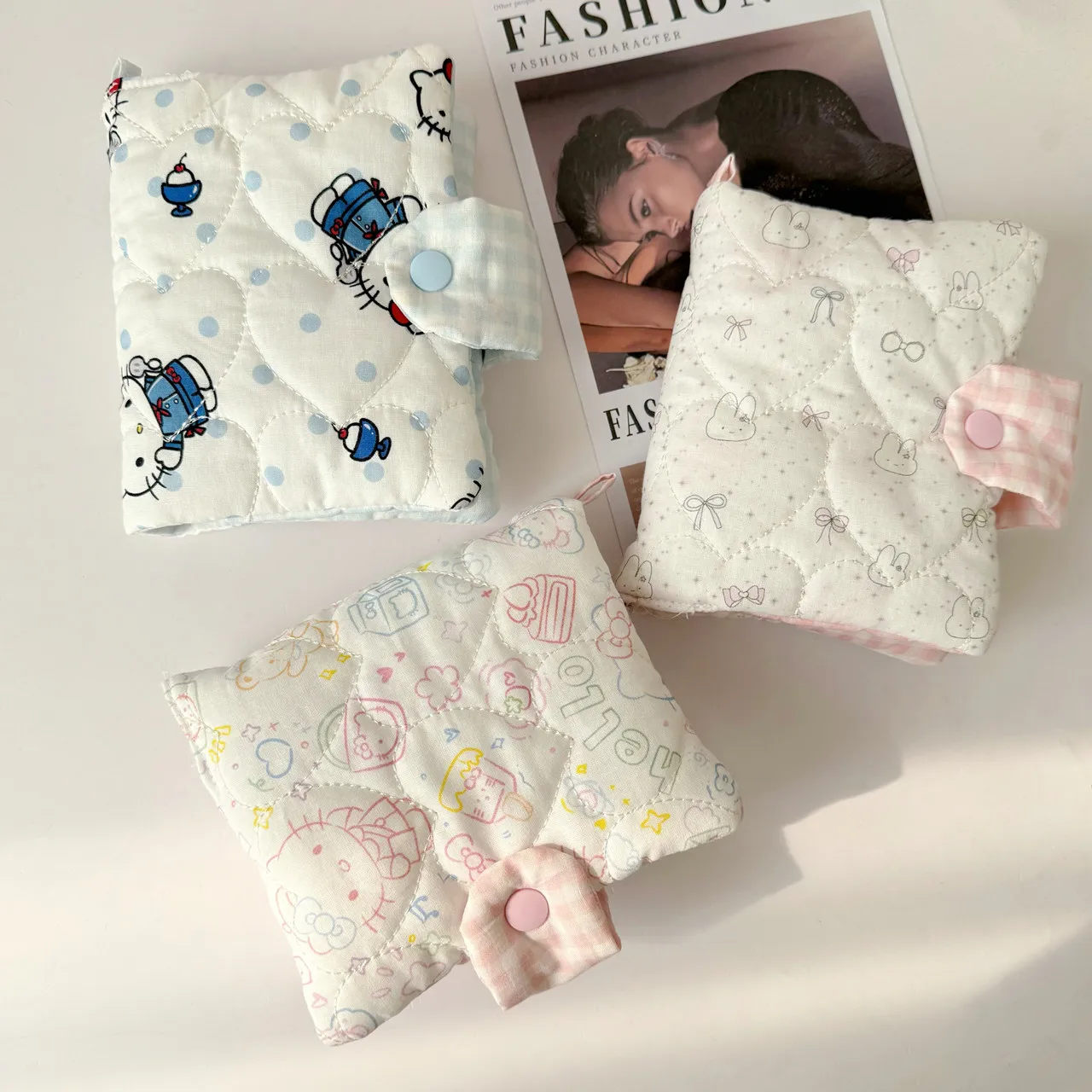 

Аниме-блокнот Sanrio Hello Kitty: милый девчачий дневник с кроликом KT, тканевая обложка, сменные листы, аксессуар для учебы