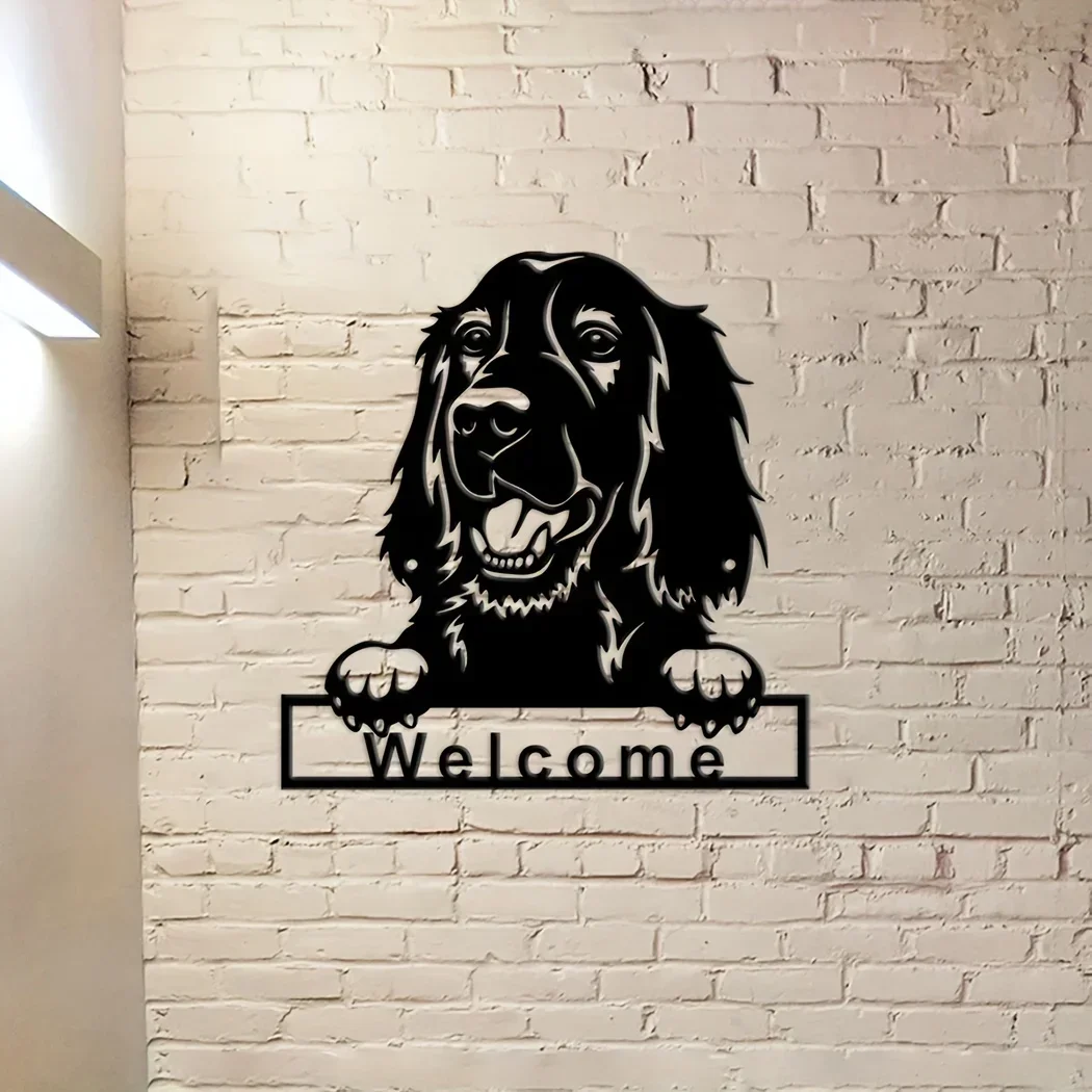 CIFBUY Irish Setter Dog Welcome Metal Wall Sign Iron Pet Lover Home Decor Hanging Ornament Gift Rustic Sign Living Room Accent