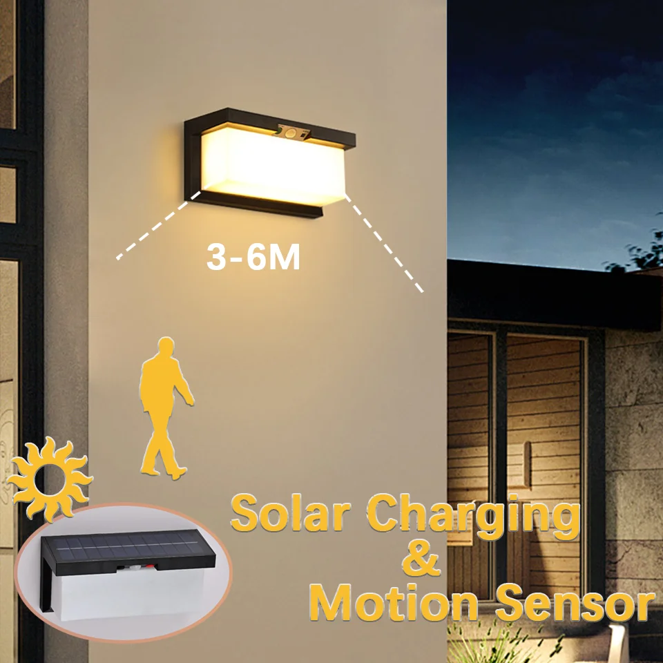 

LED Solar Charging Wall Lamp Radar Motion Sensor Solar Lamp Led Lights Waterproof Outdoor Room Decoration For Home Balcony Porch