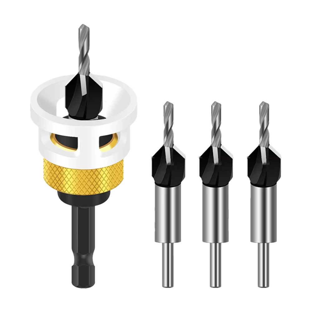 Carbide Drill Bits Adjustable Countersink Drill Bits DIY Drilling Consistent Depth Hex Shank Design Non-Slip Grip