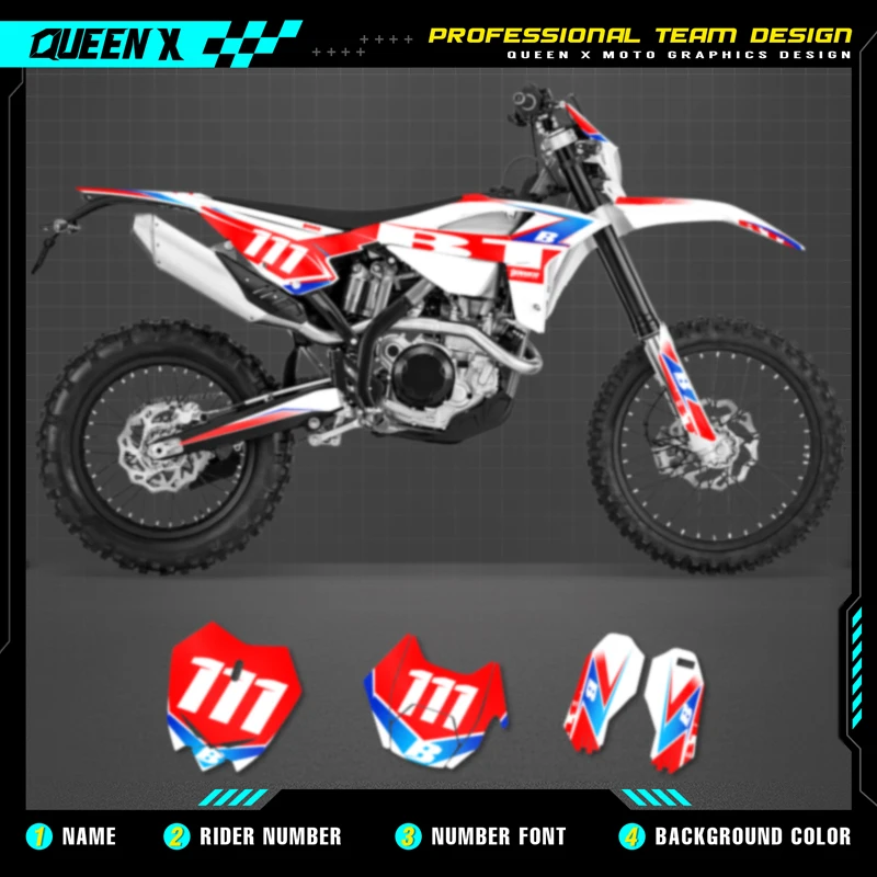 

QUEEN X MOTO Motorcycle Team Graphics Decal & Sticker Kit For BETA RR 2020 2021 2022 300R 350 390 430 480 RR-S RX 022