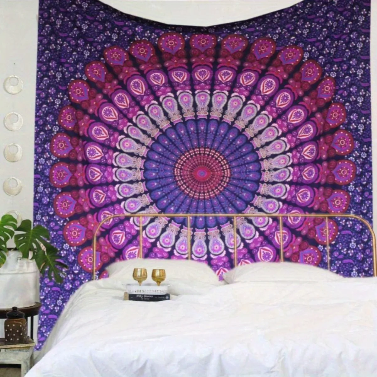 Bohemian Mandala Tapestry Wall Hanging Boho Ethnic Polyester Flower Design Bedroom Living Room Decor Art Poster Tapestry Print