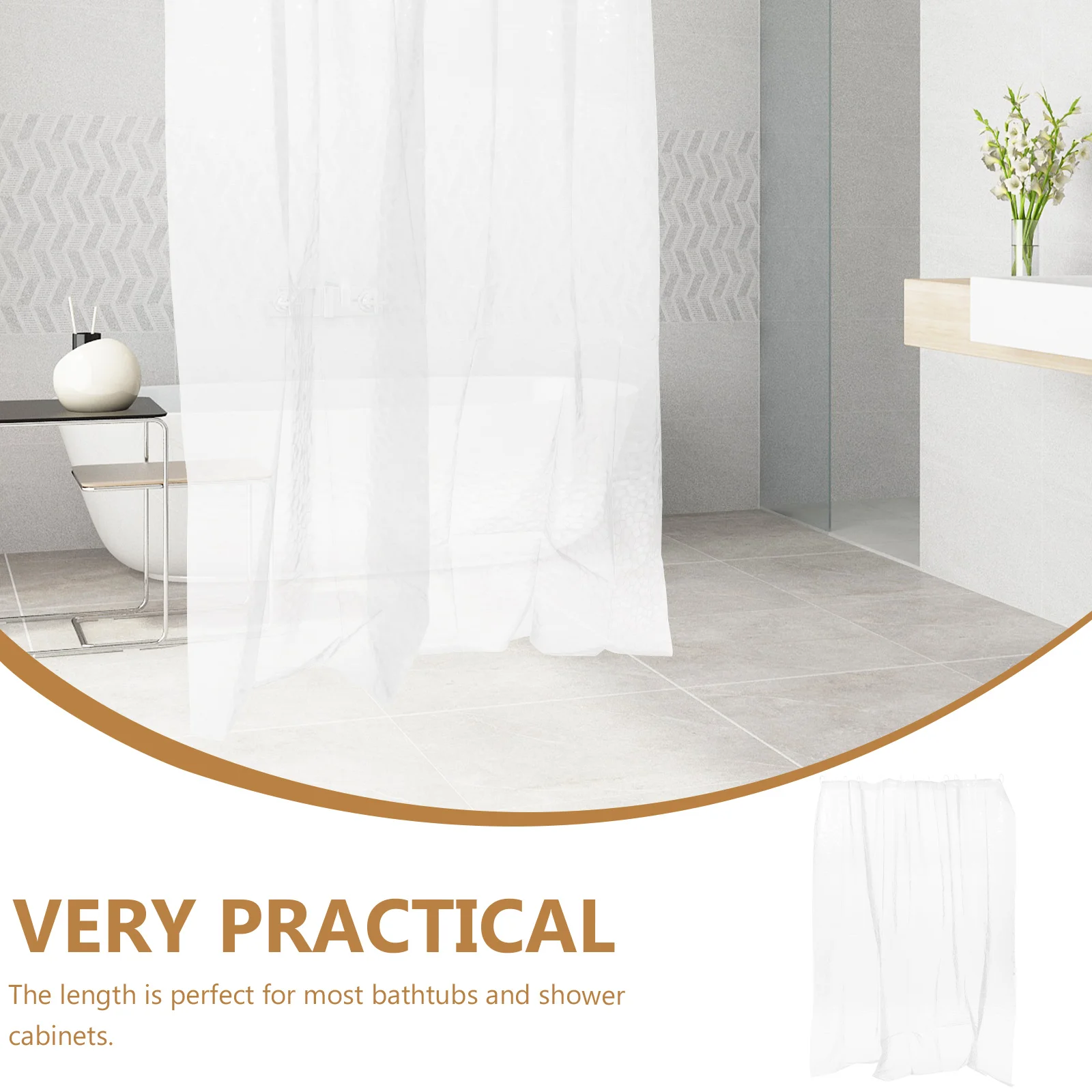 

Peva Shower Curtain Long Liner Decorative Bath Extra Bathtub Indoor Liners Bathroom Waterproof Easy Clean Durability Stylish