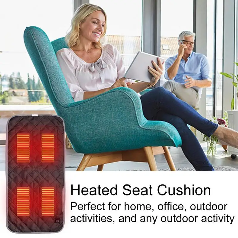 Heated Chair Cushion Adjustable Portable Heated Chair Cover With 3 Heating Modes Back Cushions With Intelligent Temperature