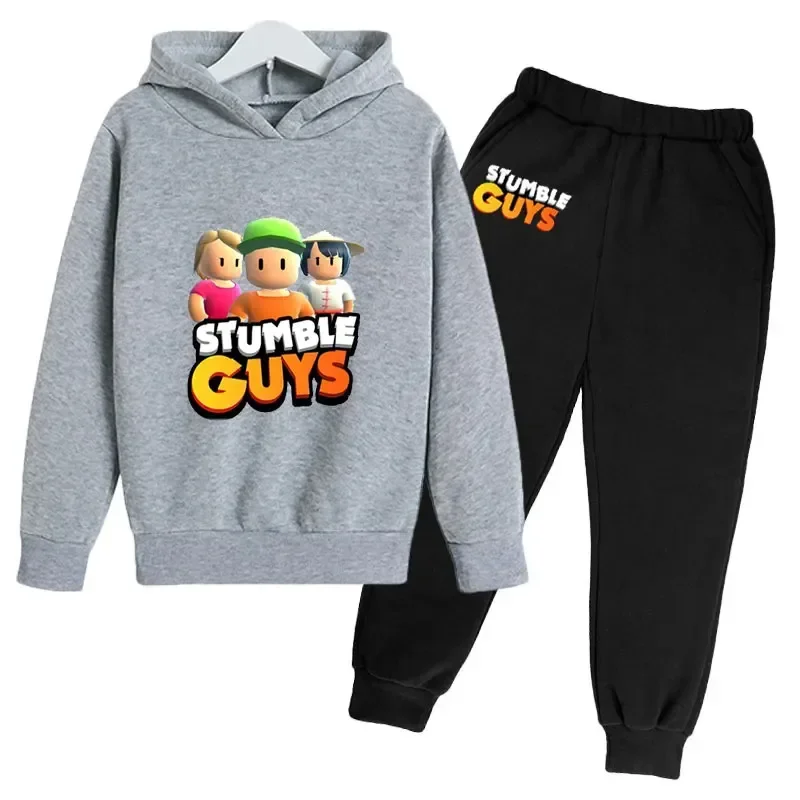 Nuovi giochi autunnali Stumble Guys Tracuit Boy Cartoon Abbigliamento per bambini Stumbleguys con cappuccio per neonati Set di abiti