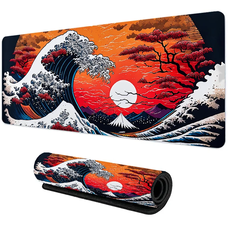 Grandes ondas do sol do mouse pad, bela paisagem jogo mesa tapetes, almofadas do tapete do escritório do computador XXL, Notebook Gaming Long Desk Mat