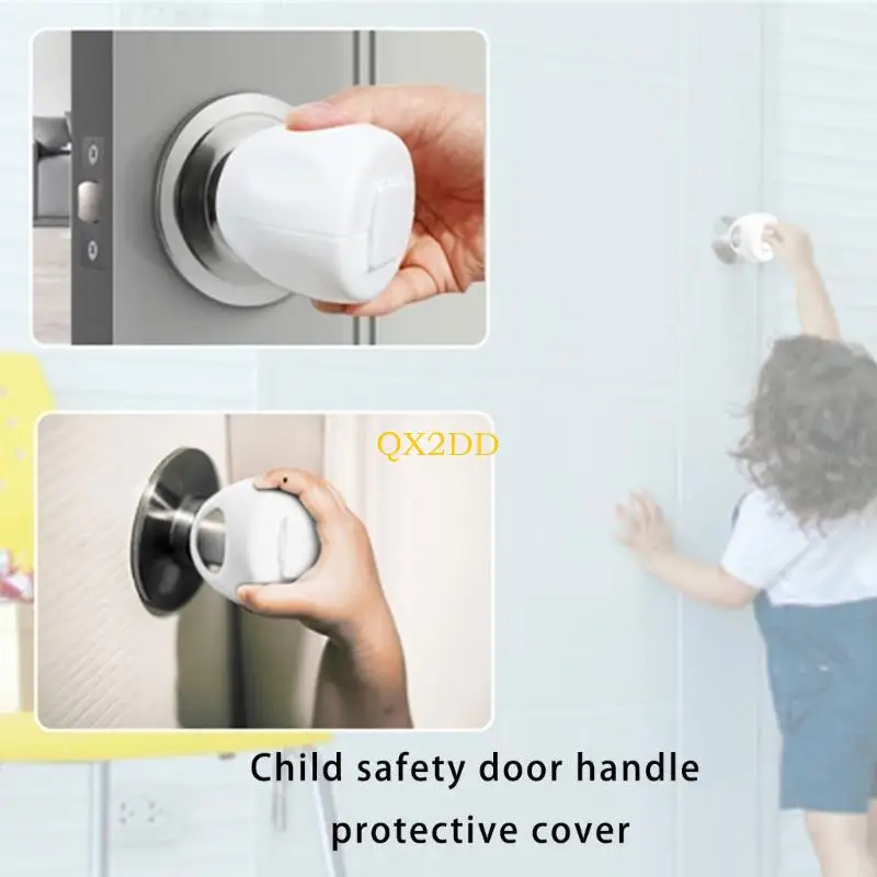 QX2D Baby Safety Door Knob Protector Case Child Proof Door Handle Protective Sleeve