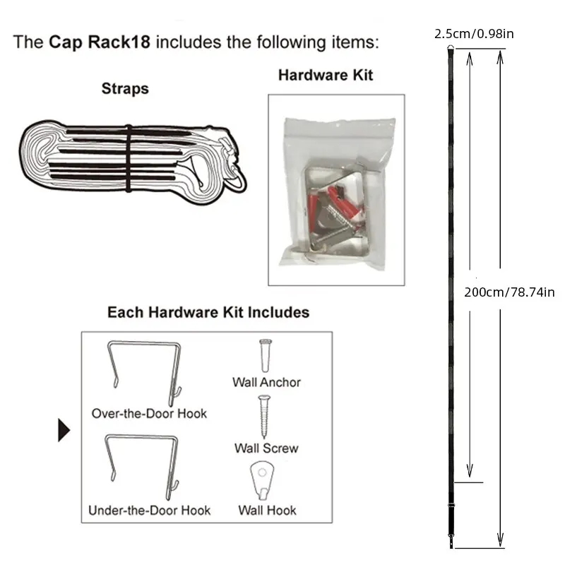 Nylon Straps Cap Rack Storage Rack Wiht Hook For Baseball Ball Cap Over Door Closet Organizer Hat Collections Display