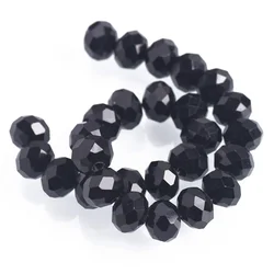 Black Color 3mm 4mm 6mm 8mm 10mm 12mm 14mm 16mm 18mm Rondelle Faceted Crystal Glass Loose Spacer Beads For Jewelry Making DIY