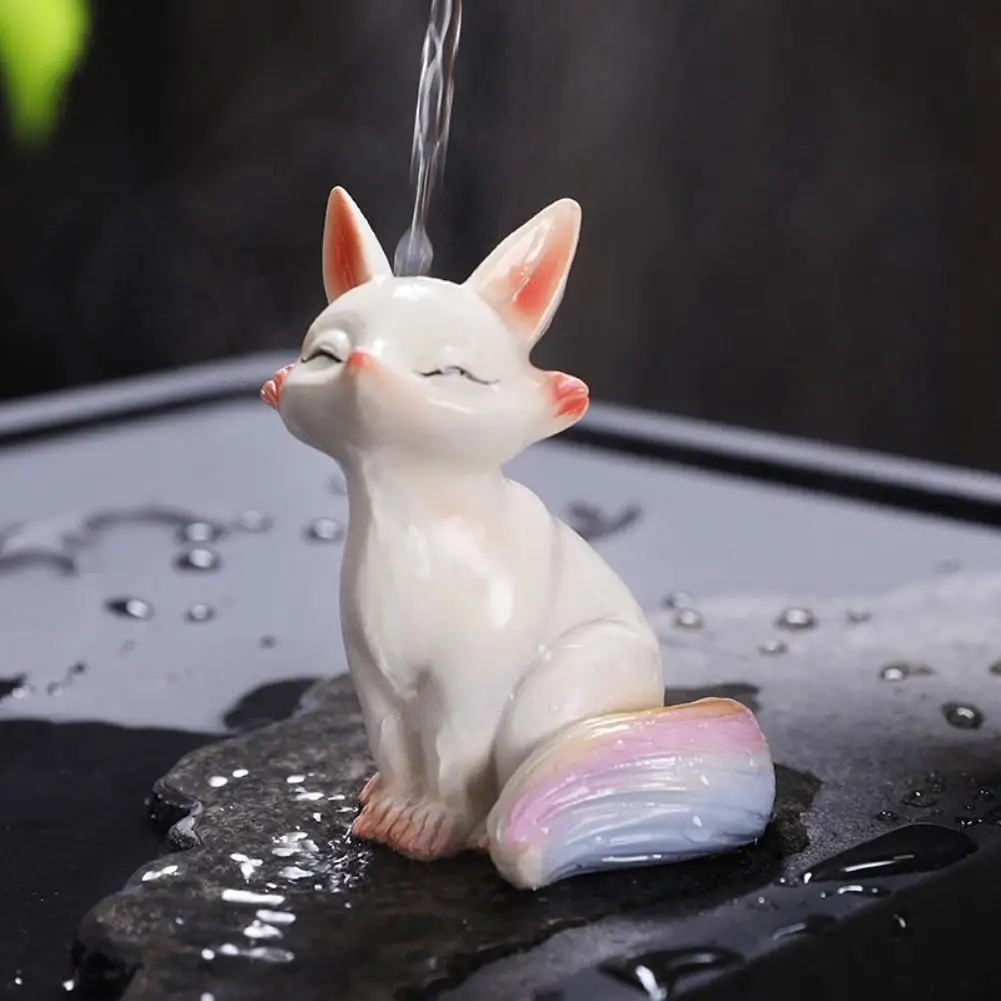 Color Changing Fox Tea Pet Fengdhui Handcrafted Color Changing Tea Pet Fox Resin home Decoration for Teahouse Lucky for Good