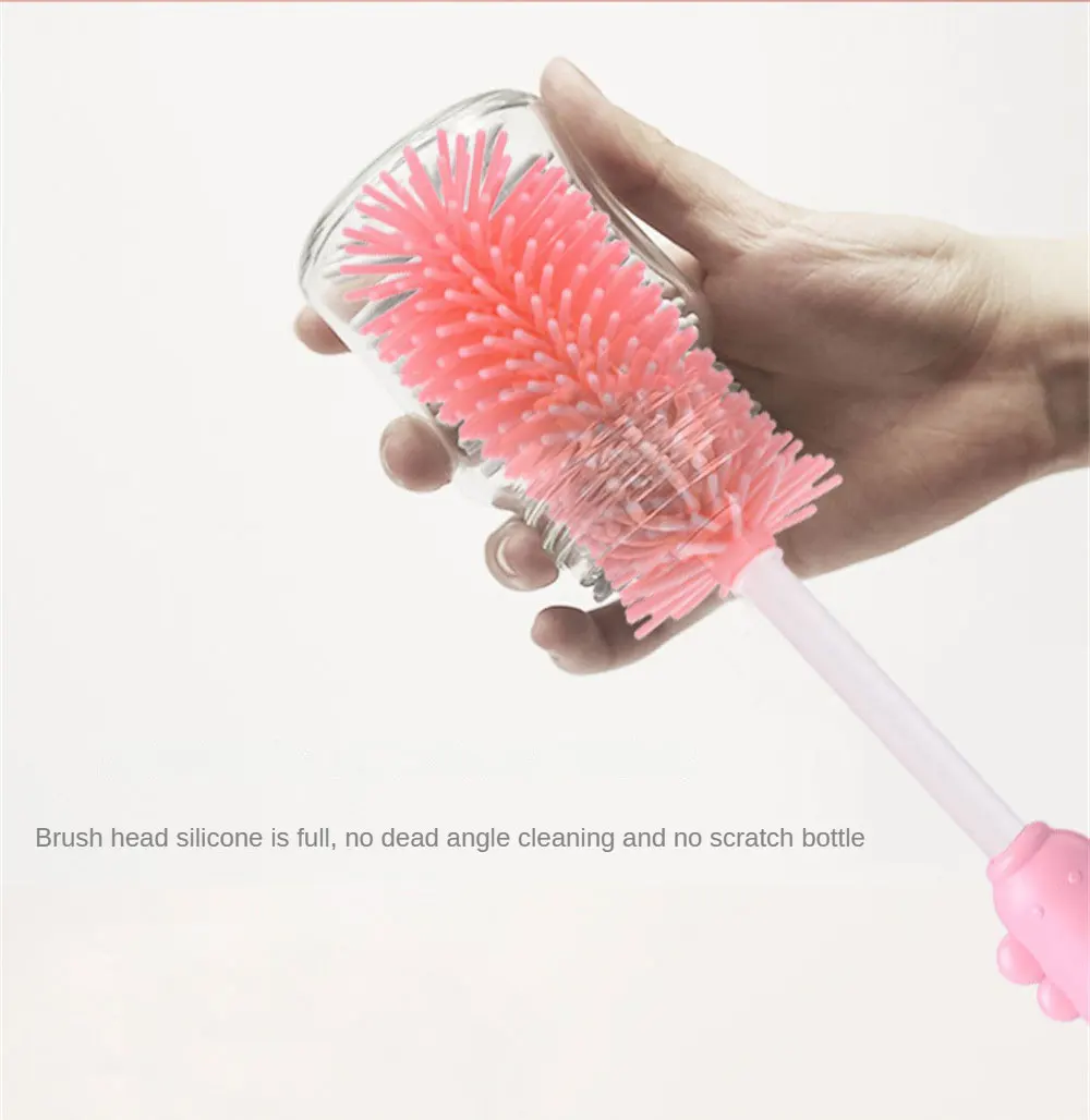 Silicone Bottle Cleaning Brush Baby Pacifier Straw Scrubber Small Brush 360 Degree Glass Cup Washing Kitchen Cleaning Tool Set