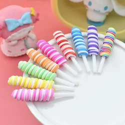 8pcs Cabochons Flat Back Resin Pastel Confetti Charms Candy Lollipop Sweets Soft Clay For Kids DIY Phone Decoration