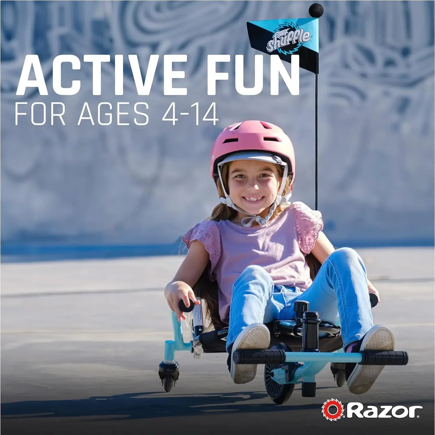 Cart Shuffle by Razor – Kid-Powered Drifting Go-Kart for Ages 4+, Crazy Cart Drift Bar Technology, Adjustable Frame with 5