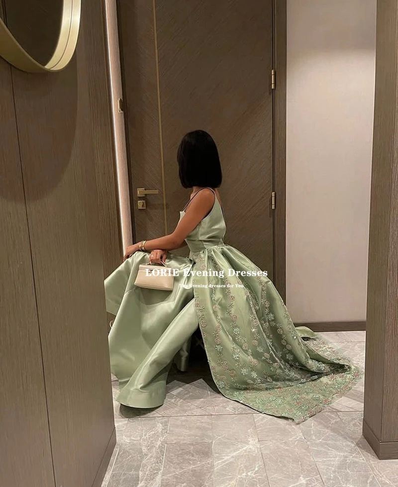 LORIE Elegant Satin Evening Dress Long Formal Vestidos Para Mujer Sexy Backless Floral Print Flowers Special Occasion Dresses image 5