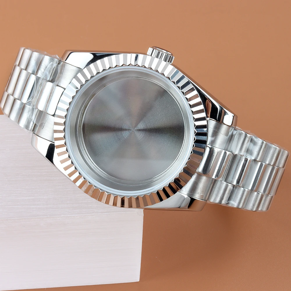 

nh35 36mm 39mm Silvery Case Presidential Bracelet Solid Stainless Steel Fit NH35 NH36 Movement 28.5mm Dial Sapphire Glass