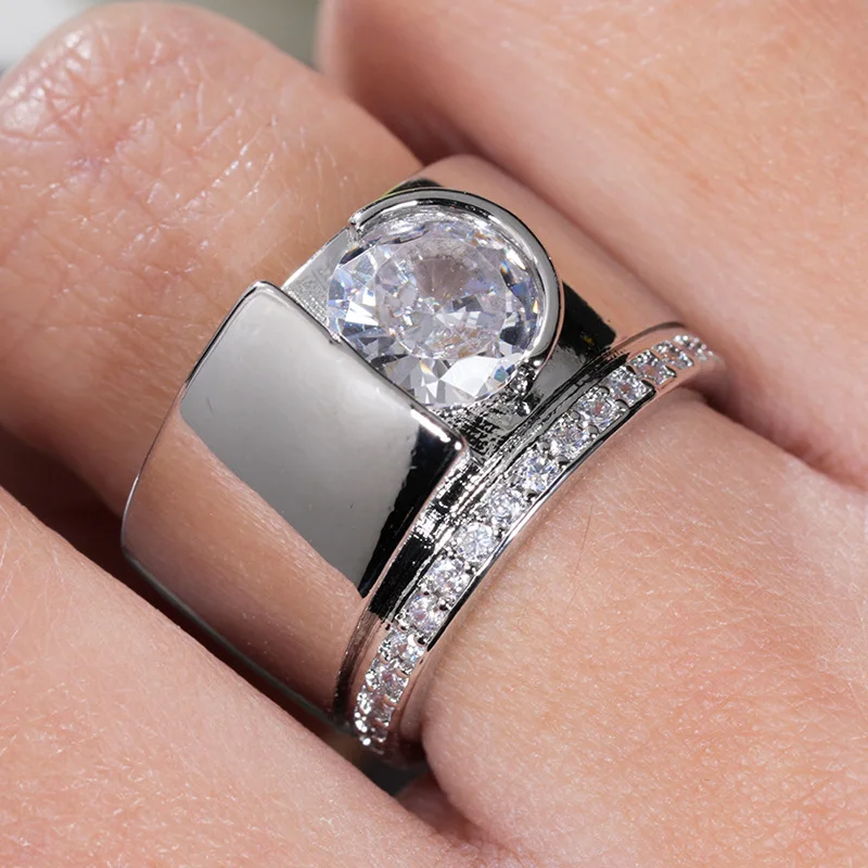 European and American Trendy Brand Ke and Future Style Inlaid Circular Zircon Ring, High-end Design, Niche Shaped Jewelry