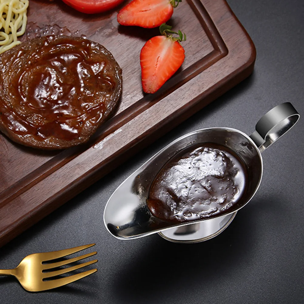 

3pcs Stainless Gravy Boats Sauce Dishes Seasoning Storage Containers Ergonomic Handles For Home Kitchen Party Picnic
