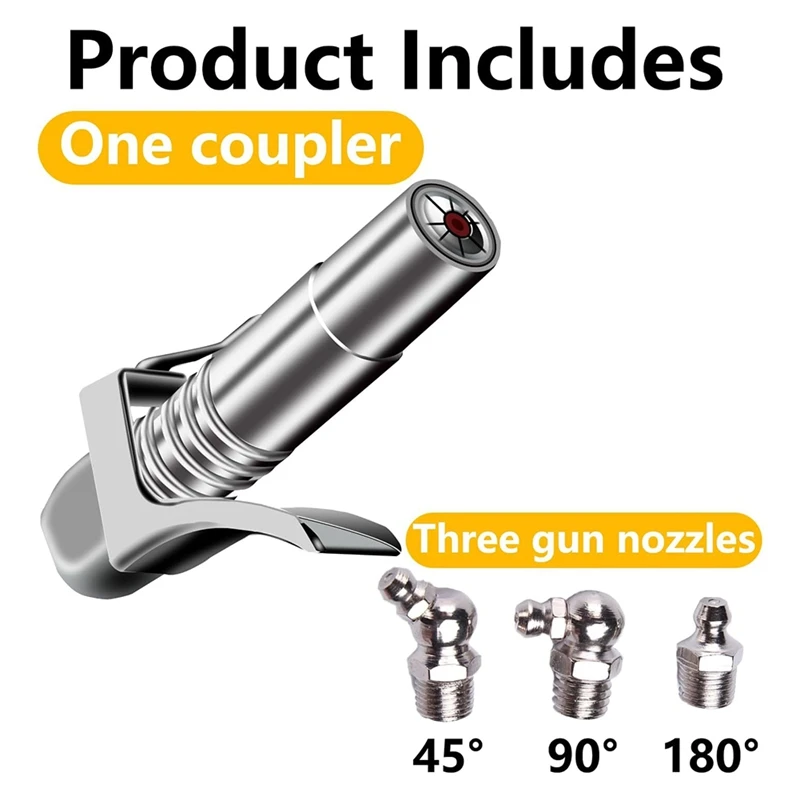 مقرنة بندقية الشحوم SV الساخنة، 8 فكي قفل 12000 رطل لكل بوصة مربعة، طرف شحم سريع التحرير، يناسب جميع مسدسات الشحوم اليدوية/الكهربائية مقاس 1/8 بوصة