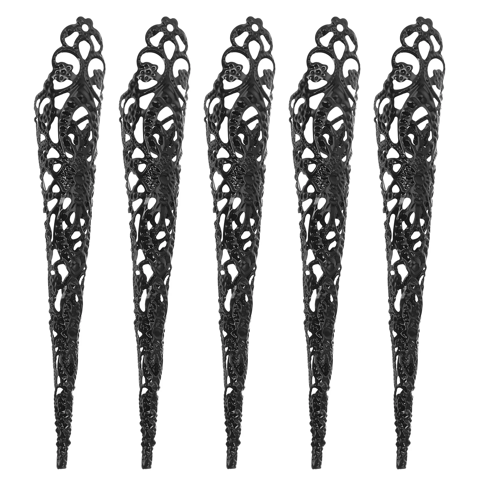 5 anelli floreali per artigli con punta delle dita, punte per unghie cosplay di Halloween, artigli per dita per decorazioni per feste in costume