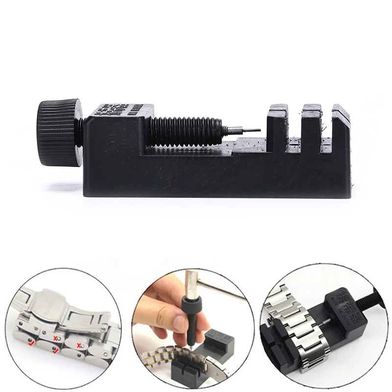 Watch Band Strap Bracelet Link Pin Remover Adjustable Repair Tool Kit black