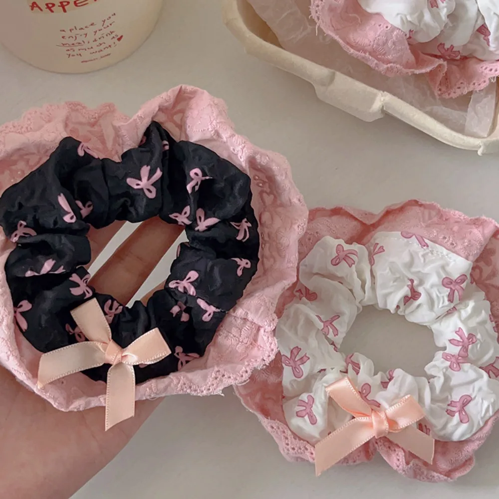 Y2K Bow Hair Scrunchies Cute Korean Style Cloth Bow Hair Rope High Elastic Rubber Band Balletcore Hair Ring Female/Girls