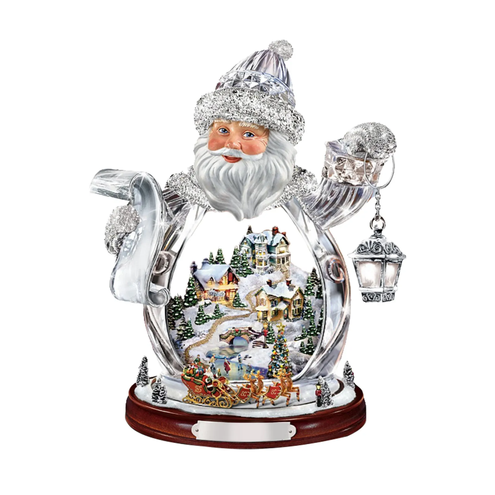 Christmas Santa Claus Rotating Sculpture Train Decorations Window Paste Stickers