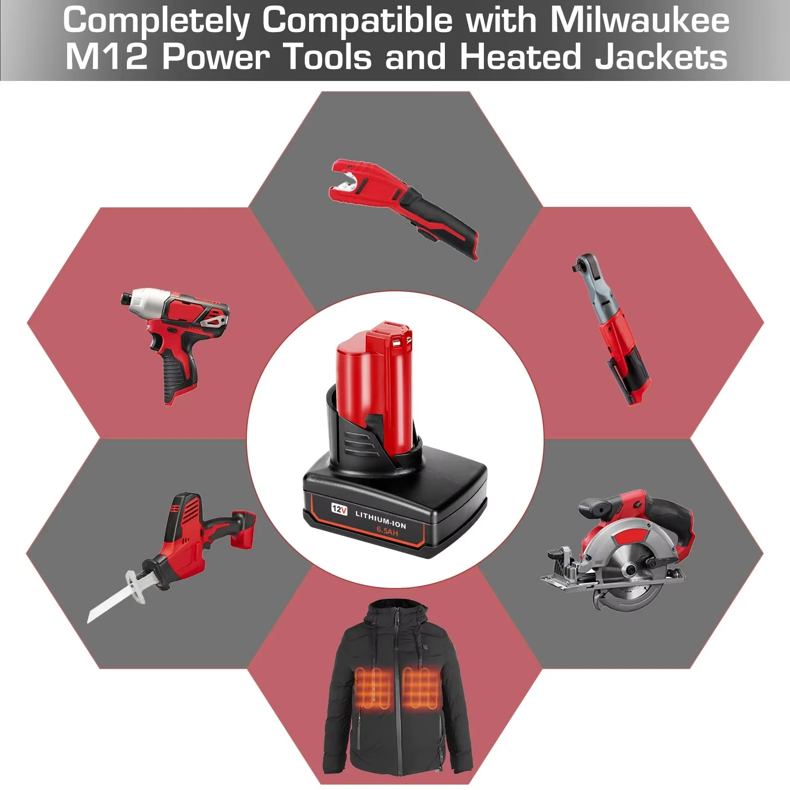 KUNLUN Voor Milwaukee 12V Tool Batterij Voor Milwaukee M12 6500mAh Lithium Batterij Slagmoersleutel Boor Power Tools batterij