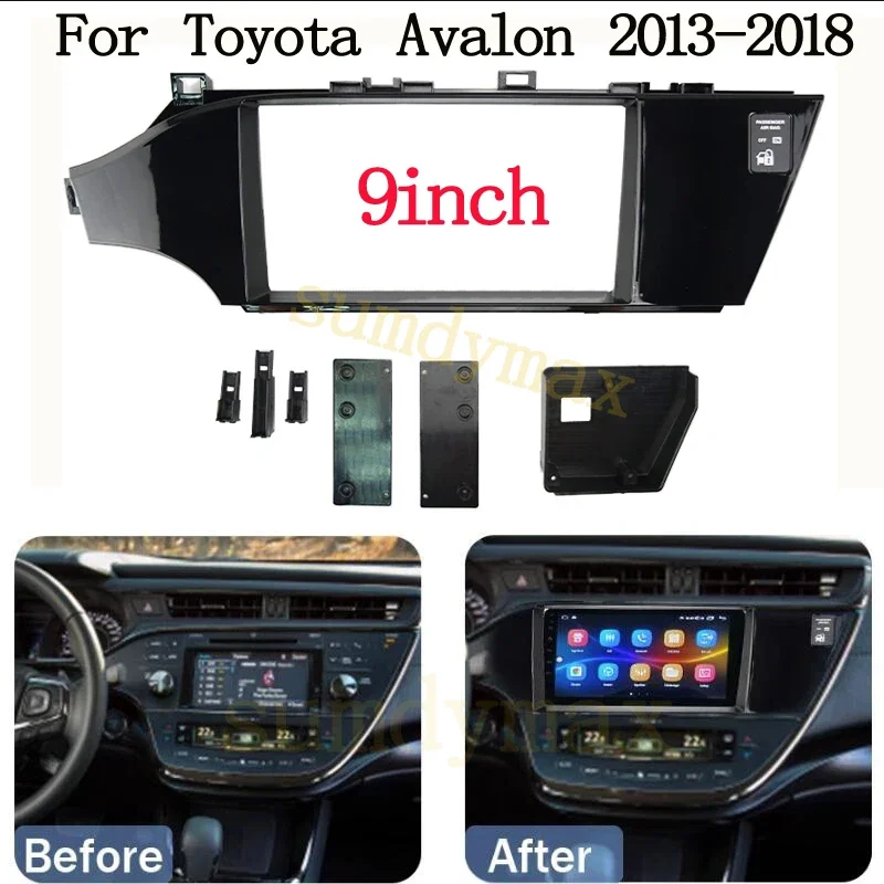 2Din Car Audio Face Plate Fascia For Toyota Avalon 2013-2018 9" Big Screen Radio Stereo Panel Dash Mount Refitting Kit