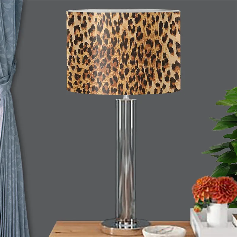 Leopard Print Drum Lampshade Round Lamp Shade Table Lampshades For Women Dressers Nightstand Lamp Cover Uno Style Lamp Shades