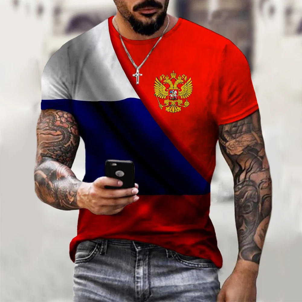 Fashion Russia National Emblem Printed Harajuku Streetwear Tops Russian Flag 3D T-shirt Men Women Casual Tshirt