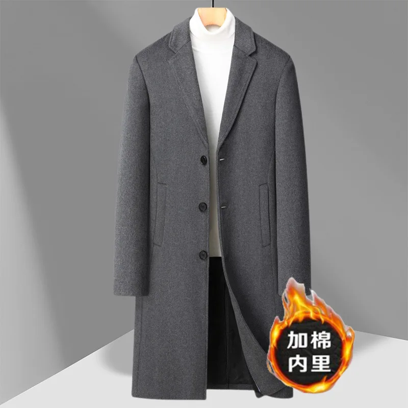 

Корейская версия, новые модные мужские однобортные однобортные однобортные однотонные повседневные модные шерстяные куртки с отложным воротником и длинными рукавами, мужские пальто